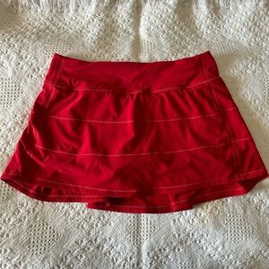 Lululemon Red Athletic Skirt, mid-rise skirt with shorts